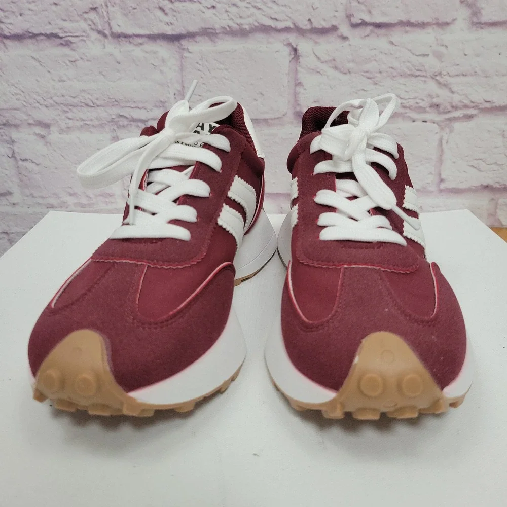 STAY REAL Burgundy Suede Platform Sneakers Womens Size EU 41 Chunky Y2K Retro